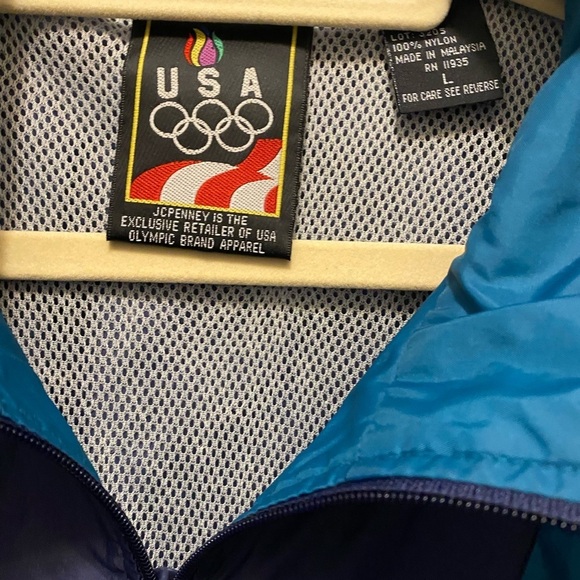 USA Olympic jacket in blue and teal green. embroidered on the left chest. Sz L - Picture 6 of 12